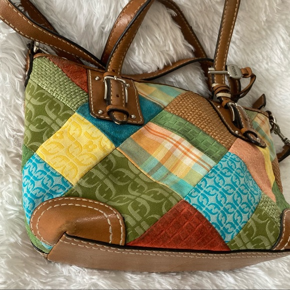 Fossil | Patchwork/ Weave Leather Multi Color Bag - Picture 11 of 16